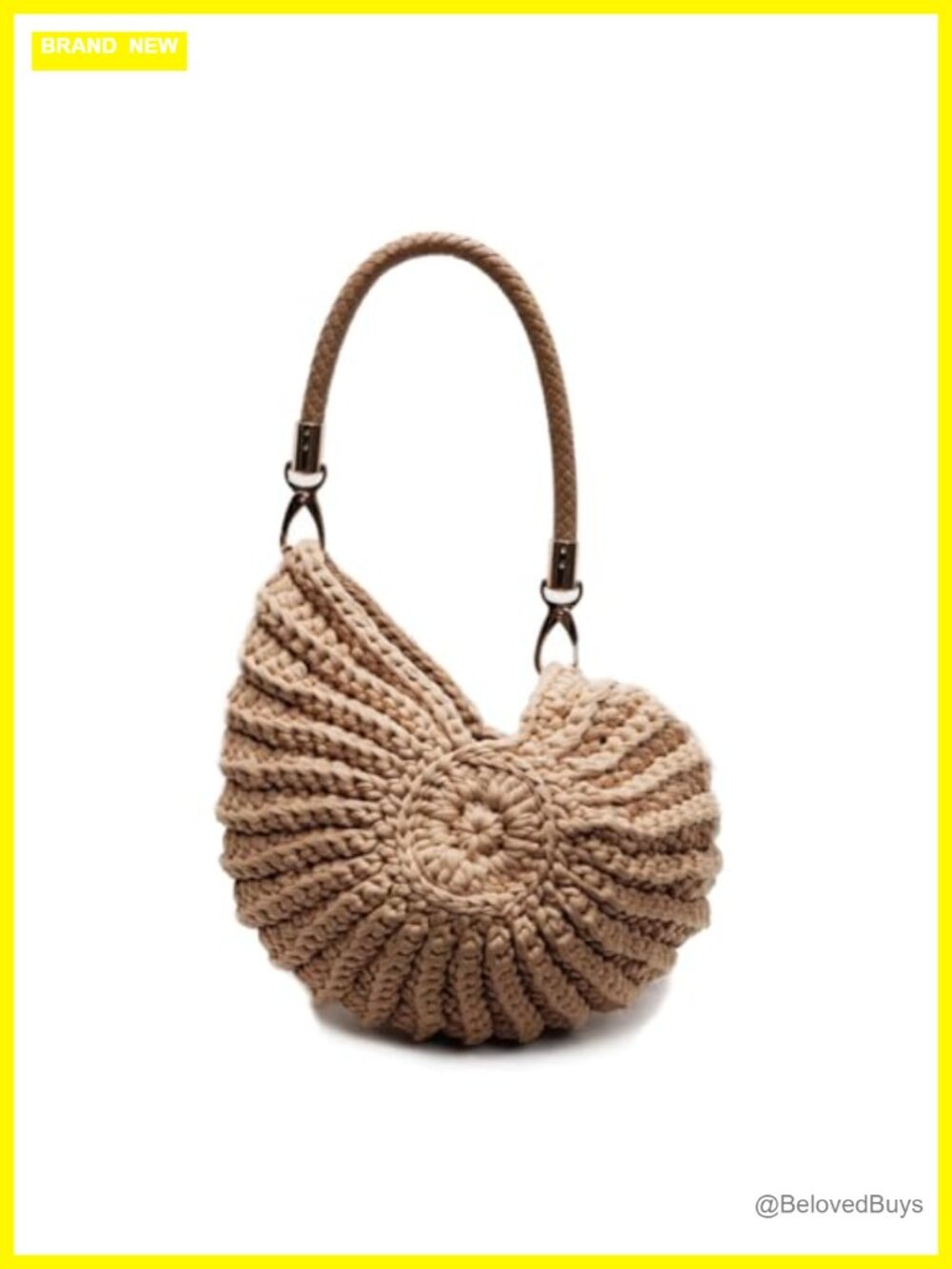 Handmade Crochet Seashell Purse with Pearl Chain Crossbody Bag Summer Woven
